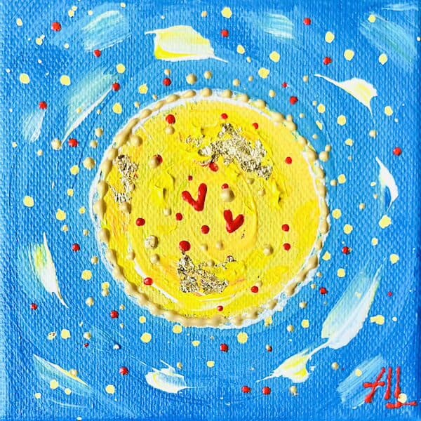 peinture chretienne communion adoration soleil 10cm anne laure lavagna