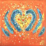 Toile orange coeur écho